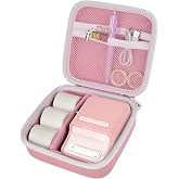 Case for NIIMBOT B21/Pro/B1, for SUPVAN T50M Pro Label Maker Accessories | Wireless Thermal Printer Holder, Labeling Tapes Roll Refills Storage, Home/Office Use, Mesh Pocket, Hard Case Only, Pink