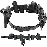 DASBET 10 in 1 Police Tactical Belt Security Guard Belt Multifunctional Tactical Duty Belt Black Tactical Versatile Military Modular Equipment System Molded Duty Belt Set for Law Enforcement
