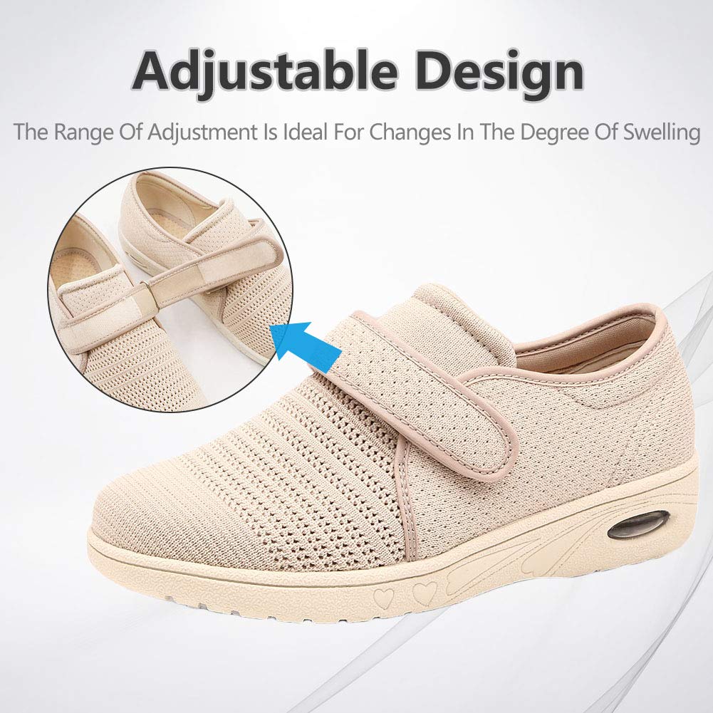 Orthoshoes Womens Edema Shoes Mesh Breathable Walking Sneakers Adjustable Touch Close Strap Lightweight Air Cushion For Diabetic Elderly Swollen