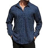 Hardaddy Men's Pattern Long Sleeve Button Down Graphic Printed Business Casual Dress Shirts with Pocket