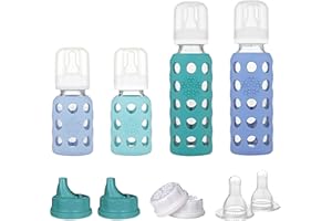 Lifefactory 4 Bottle Starter Set, Mint/Blanket/Kale/Blueberry/White