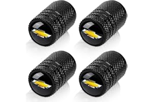 BFIVEANTE Tire Valve Stem Caps for Chevrolet Metal Car Wheel Air caps Auto Valve Stem Caps Accessories 4 Pcs Black