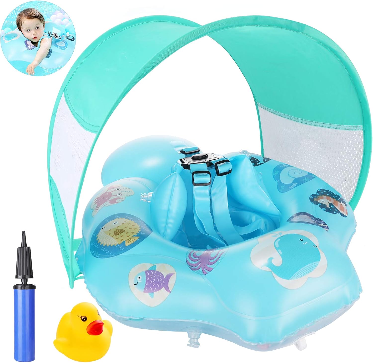 Bouee Bebe De Piscine Joylink Bouee Gonflable Piscine Avec Auvent Detachable Flotteur De Piscine De Bebe Avec Reglable Taille Protection Mo Bague De Natation Flottante Pour Bebe De 18 Jeux De Plein