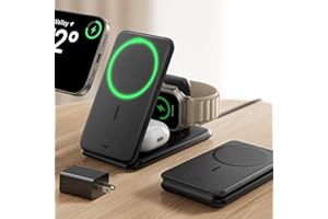 ESR for 3 in 1 Charging Station, Certified Apple Watch Charger & 15W MagSafe Charger Stand for iPhone, Travel Charger for iPh