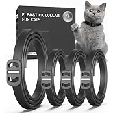4 Pack Flea and Tick Collar for Cats, Cat Flea Collars with Natural Essential Oils, Adjustable for All Cats &amp; Kittens, Black