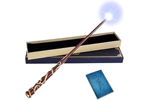 ChampWe Light Up Magic Wizard Wand Rechargeable Illuminating Toy for Kids Witch Collection Cosplay Accessories with Spellbook and Gift Box (Ivy)