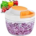Manual Food Processor Vegetable Chopper, Portable Hand Pull String Garlic Mincer Onion Cutter for Veggies, Ginger, Fruits, Nuts, Herbs, etc.,450ml