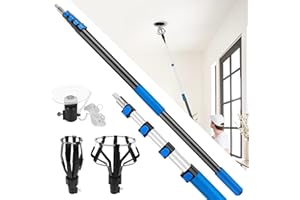 VASALAID 26 FT Reach Light Bulb Changer for High Ceilings,20FT Telescopic Extension Pole for High Ceilings and Recessed Lights,High Reach Light Bulb Changer with Baskets and Suction Cup,Light Bulb Removal Tool