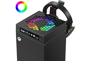 LUCKIT Auto Cooling Fan for Xbox Series X with RGB Lights, Cooling System Compatible with Xbox Series X Console Accessories, Automatic Fan Speed Adjustable by Temperature, USB Ports & Headset Holder (Black - X)