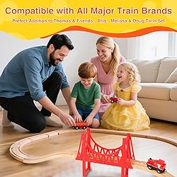 WudBudz Wooden Train Tracks 60 Piece Set, Track