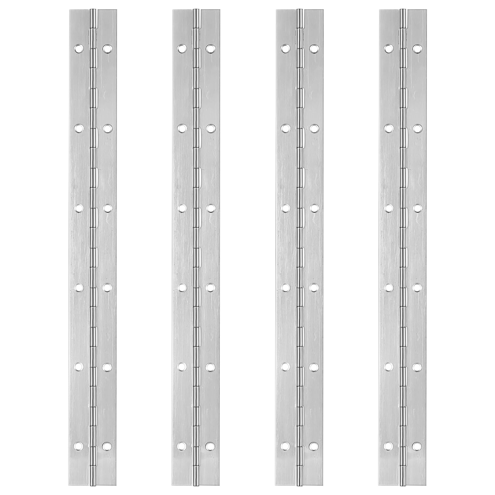 4 Pcs Piano, Stainless Steel Continuous Piano Metal, 300mm/11.8 inch Heavy Duty Continuous with Holes, Long for Cabinet Doors Large Window Boats with Screws