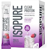 Isopure Clear Protein Stick Pack, Mixed Berry, 20 Count (Pack of 1) | On-The-Go Single Serve Packet, 10g Ultra-Filtered Whey Protein Isolate, Convenient Travel-Friendly Format