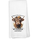 KTYHD Highland Cow Bathroom Towels - Werstern Farmhouse Highland Cow Hand Towels for Kitchen,Apparently I Have an Attitude Who Knew