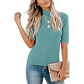 LETSRUNWILD Business Casual Tops for Women Dressy Cute Tops Mock Turtleneck Tshirts Shirts