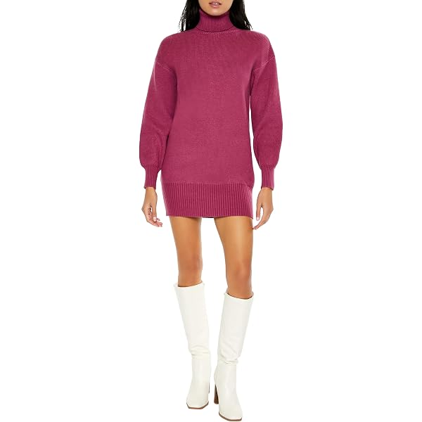 Forever 21 Women's Turtleneck Mini Sweater Dress Black Medium at Amazon  Women's Clothing store