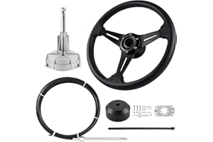 LOSCHEN Boat Steering System, 10 feet Cable Outboard Steering Kit 3/4" Standard Tapered Shaft, Boat Steering Control Cable for Yachts, Fishing Boats and Other Watercraft