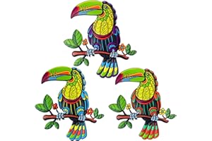 Kggetr Metal Bird Wall Art Decor-9.8 inches Outdoor Tropical Decoraions Metal toucan Hanging for Backyard Garden Patio Fence,Gift for Family Friends(3 Pack)