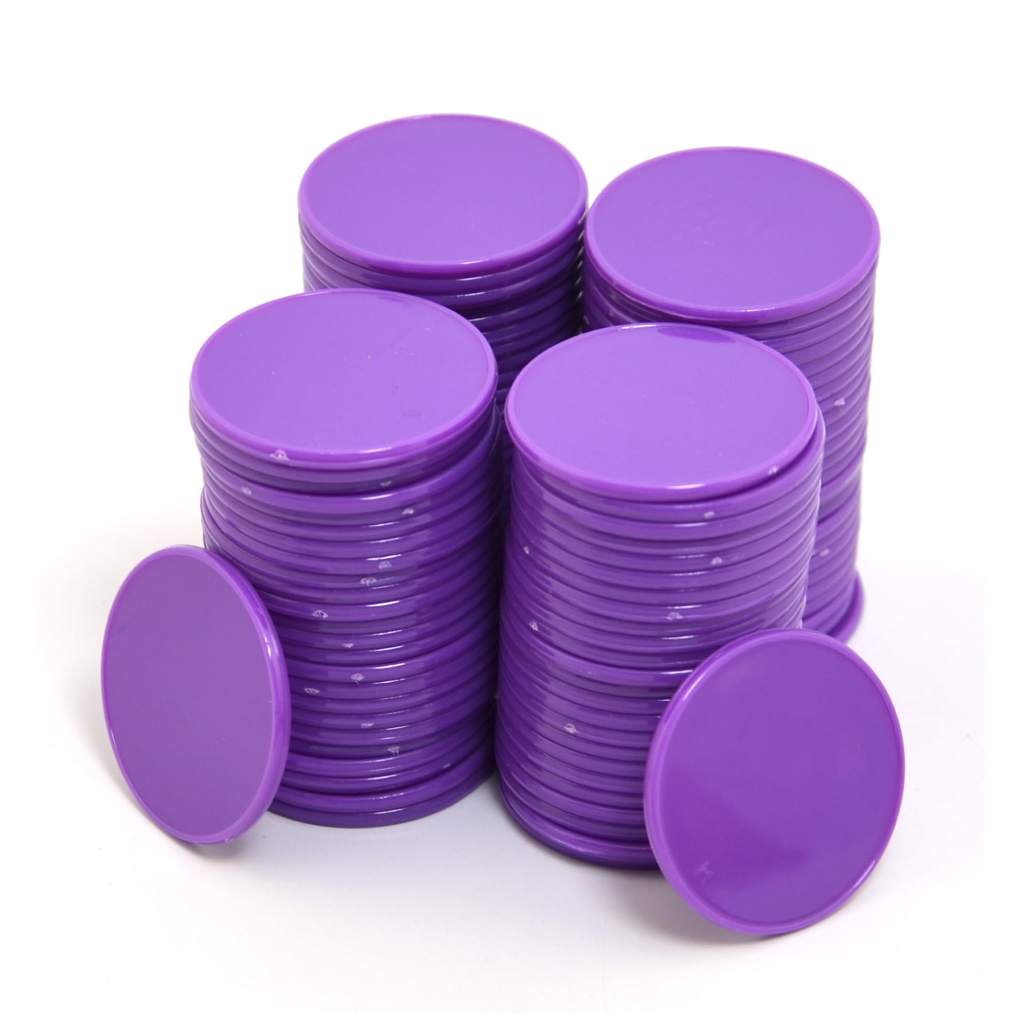 Smartdealspro 32mm Opaque Plastic Learning Counters Mini Poker Chips Games Tokens with Storage Box (Flat, 100pcs, Purple)