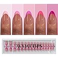 BTArtboxnails XCOATTIPS Pink French Tip Press On Nails - Short Press On Nails Almond, Soft Gel Nail Tips, 160Pcs Soak Off Acrylic Brown Fake Nail Extension in 16 Sizes