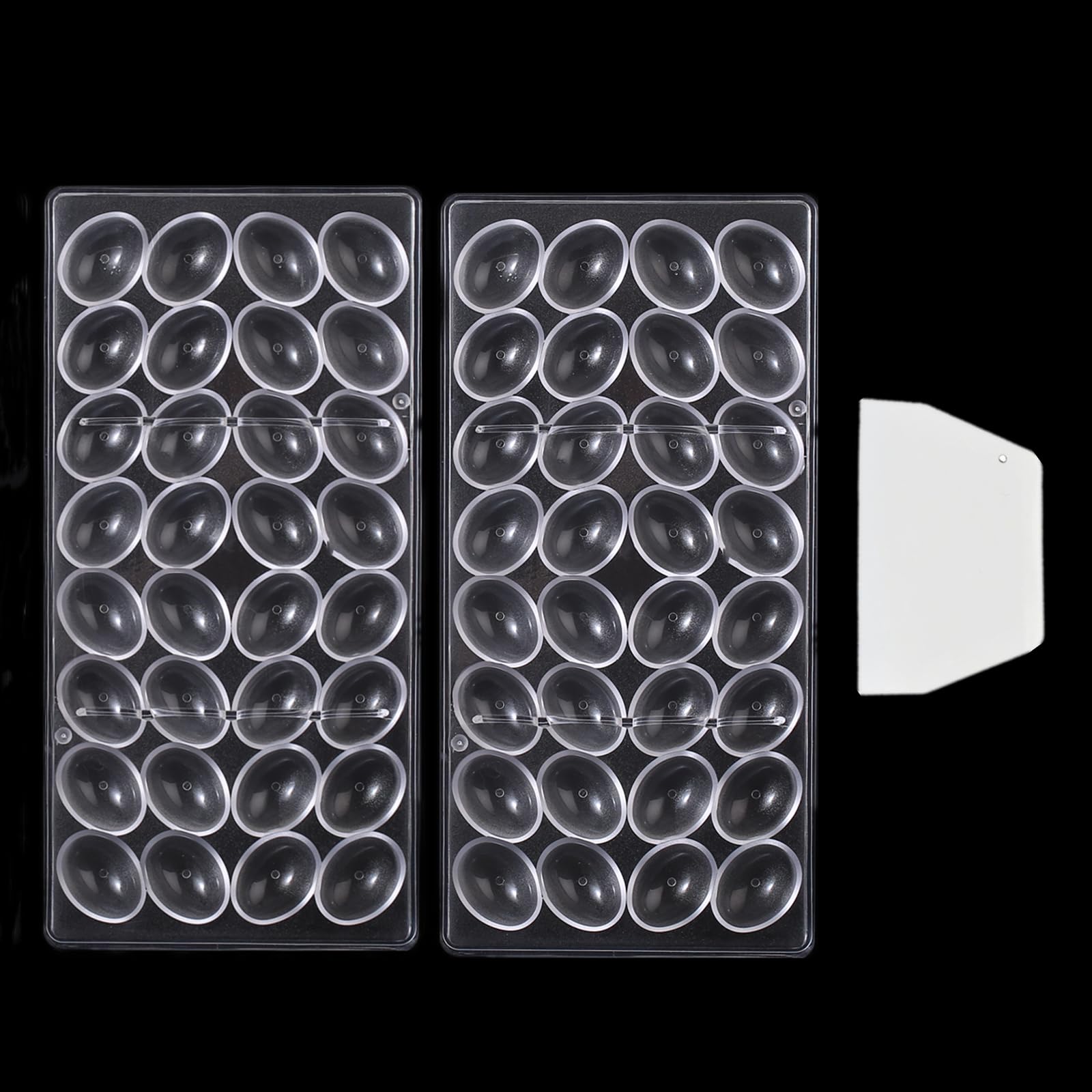 Binwat Chocolate Candy Mold PC Polycarbonate Chocolate Making Mould with Scraper (Oval Egg Shape, 2pcs)
