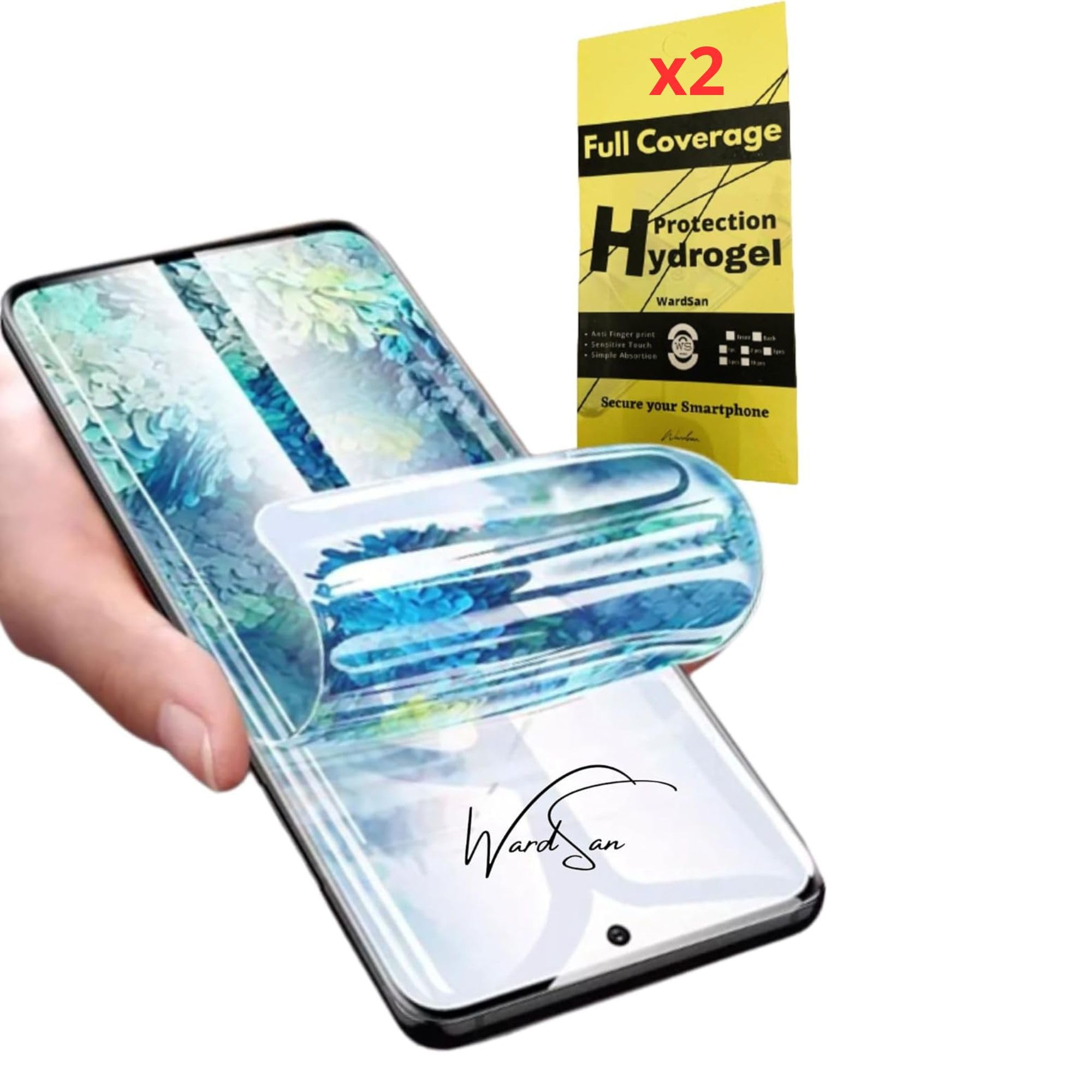 WardSan [2 Pieces For Xiaomi REDMI NOTE 10/ NOTE 10s 6.43 3D Hydrogel Screen Protector Films with Finger Phone Holder | Anti-Shock | Case Compatible | Soft TPU Protective Film