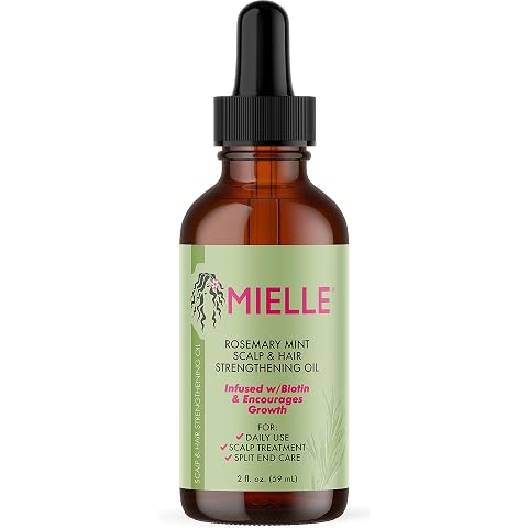Mielle Organics Rosemary Mint Scalp & Hair Strengthening Oil With Biotin & Essential Oils, Nourishing Treatment for Split End