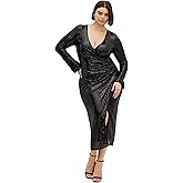 City Chic Plus Size Sequin Ethereal Black Dress