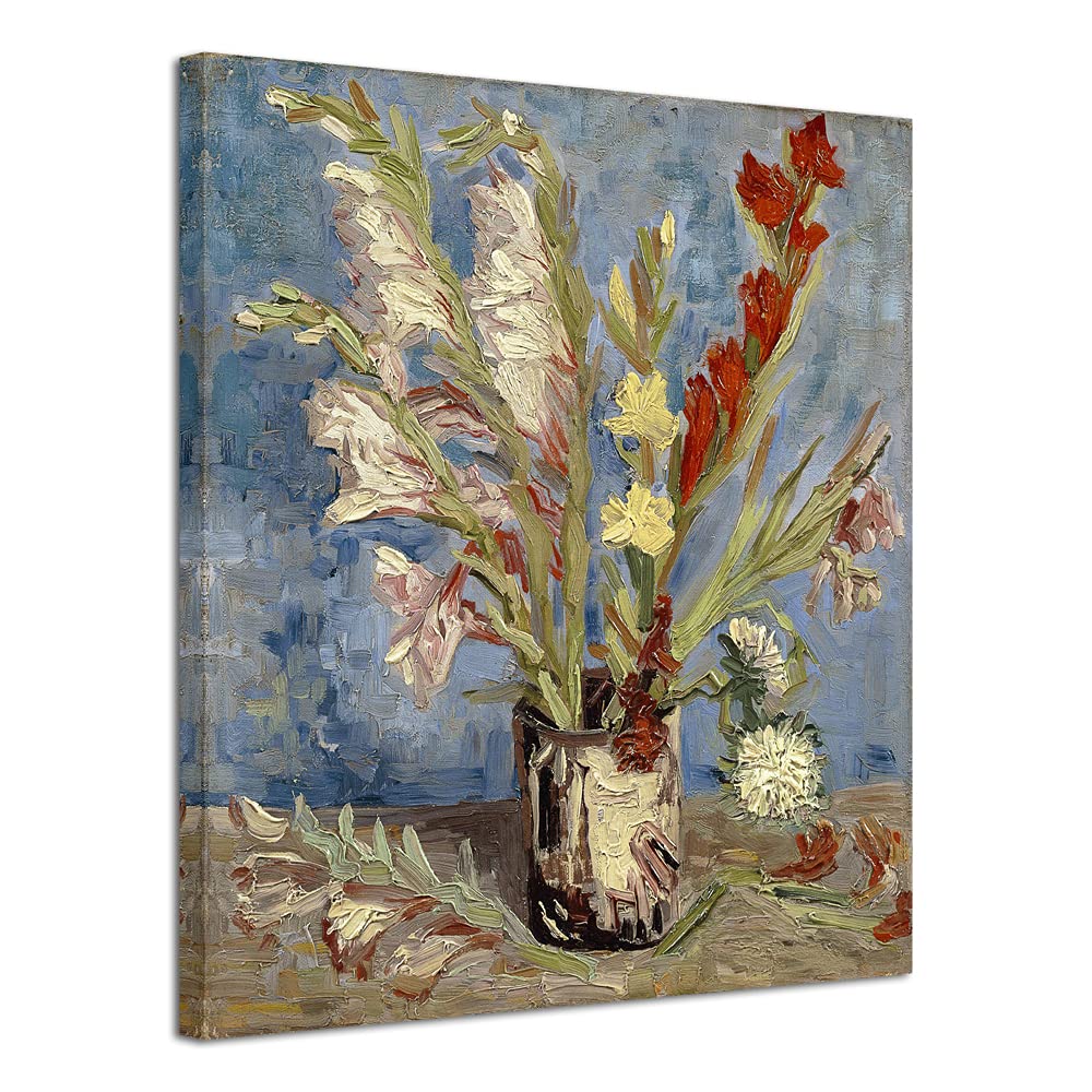 Wieco Art Vase with Gladioli and China Asters Large Modern Floral Canvas Prints Wall Art by Van Gogh Famous Oil Paintings Reproduction Abstract Flowers Pictures for Office Decor