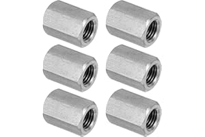 PATIKIL M10 x 1.25-Pitch 304 Stainless Steel Hex Coupling Nuts, 6Pcs 20mm/ 0.8" Length Fully Threaded Rod Coupling Nut Studdi