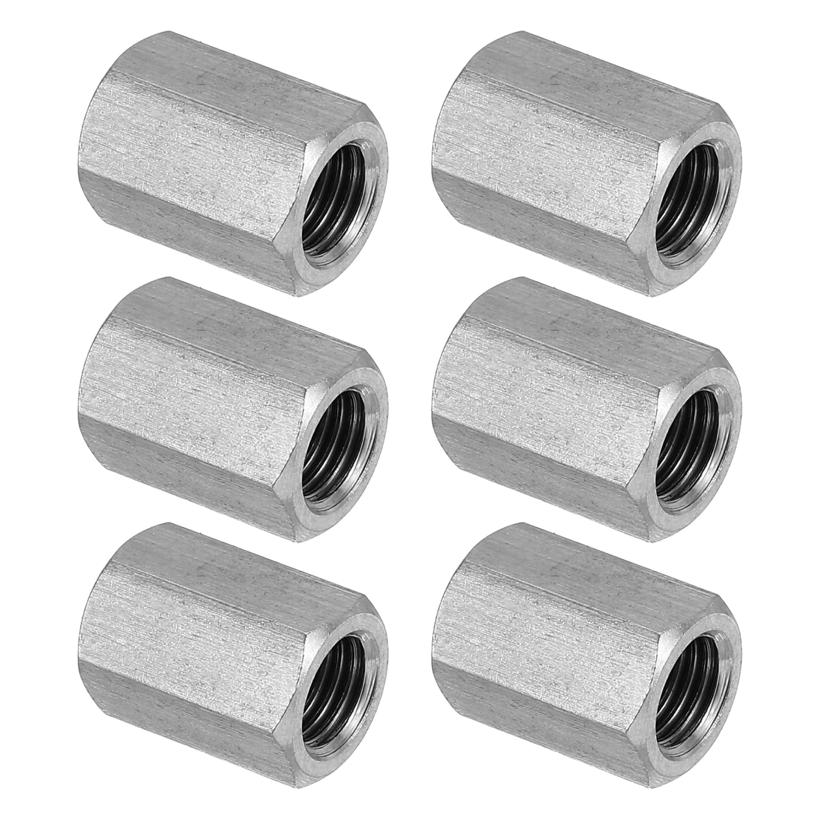 PATIKIL M10 x 1.25-Pitch 304 Stainless Steel Hex Coupling Nuts, 6Pcs 20mm/ 0.8" Length Fully Threaded Rod Coupling Nut Studding Connector Fasteners, Silver Tone — image 1