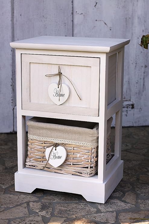 condecoro Schrank - Cabinett - mit Schublade in weiß Shabby Landhaus