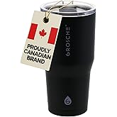 GROSCHE Yukon 20 oz Insulated Coffee Mug with Lid - Durable Travel Mug, Stainless Steel Tumblers, Vacuum Insulated Coffee Tumbler for Hot or Cold Beverages - BLACK