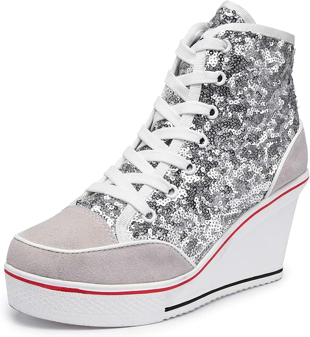 High-Top-Keilschuhe für Damen, EU-Größe 35-43, Leinen, Casual-Stil, für ...