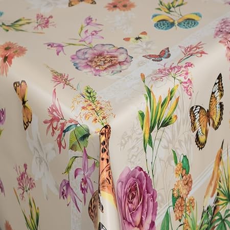 EHT Tischdecke Wachstuch Gartentischdecke rund eckig oval in verschiedenen Größen Meterware Wachstischdecke Schmetterlinge