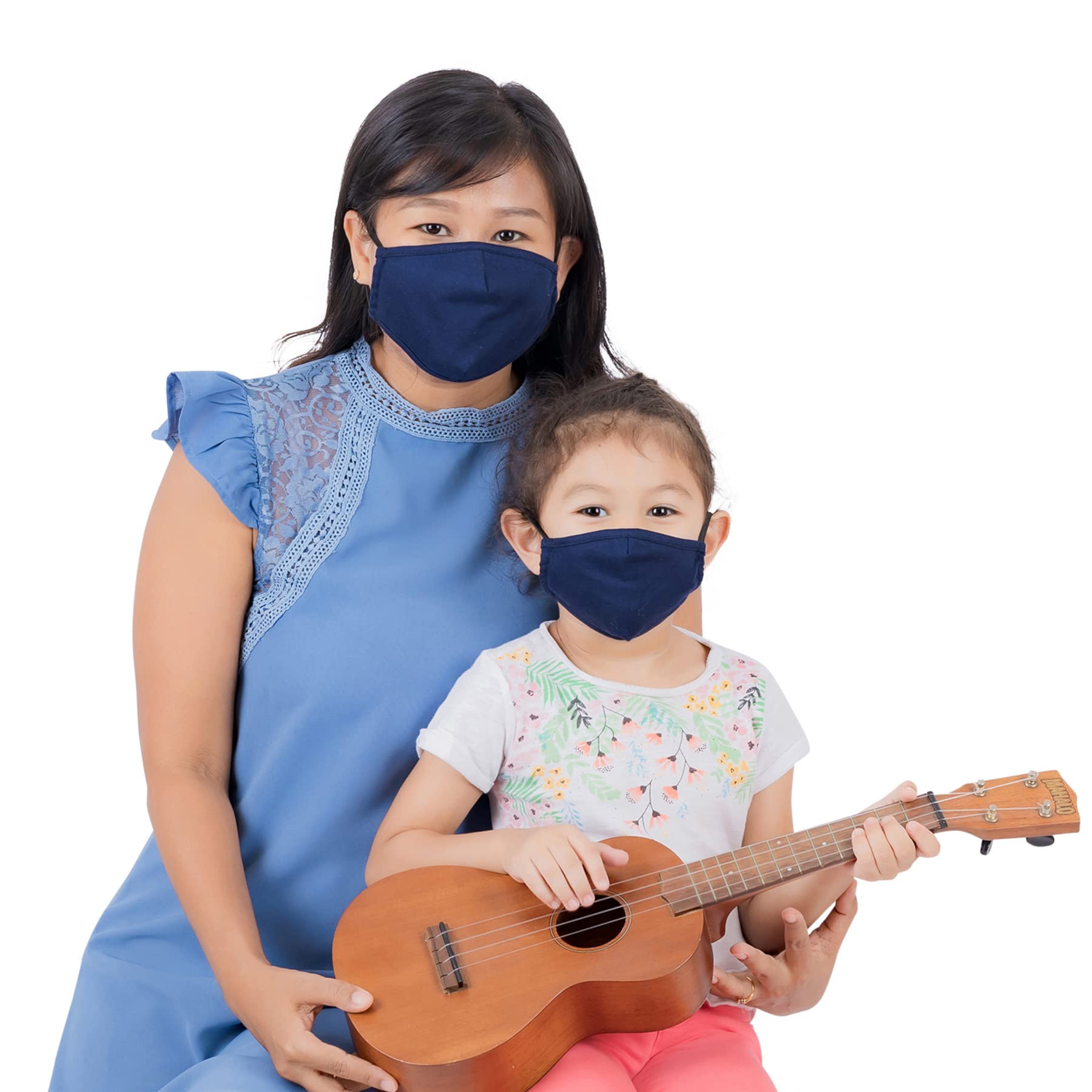 Lofbaz Cloth Face Coverings Cotton Fabric with Filter Pocket Washable Reusable (Navy - Pack of 3, Small Kid 4 to 8 Year)