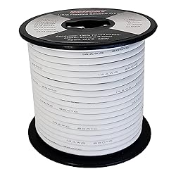 DONOKY 14 Gauge 14 AWG Silicone Wire - White 100ft