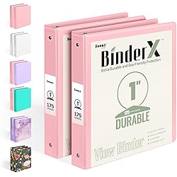 2 Pack BinderX Extra Durable 3 Ring Binder, 1 Inch