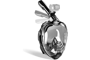 ZIPOUTE Snorkel Mask Full Face, Full Face Snorkel Mask Adult and Kids with Detachable Camera Mount, Snorkeling Mask 180 Panoramic View Anti-Fog Anti-Leak Dry Top Set with Adjustable Straps