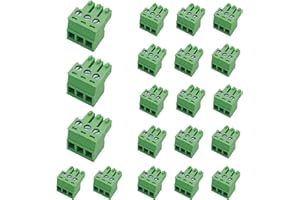 DQLIOWUO 20 PCS 3.81mm 3 Pin Phoenix Type Quick Connector PCB Screw Terminal Block Plug Connector for 28-16AWG Cable