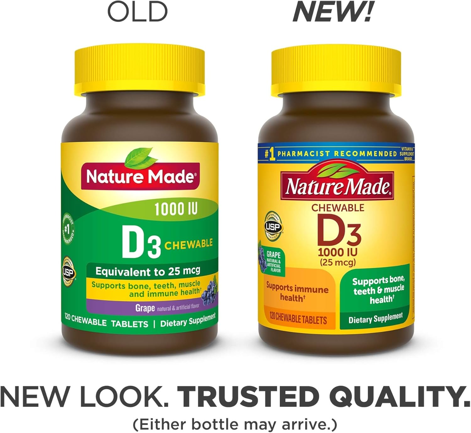 Nature Made Vitamin D3 1000 IU (25mcg) Chewable Tablets, 120 Count for