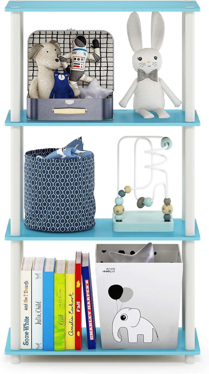 Furinno (99557BE/WH) Turn-N-Tube 4-Tier Multipurpose Shelf Display Rack - Beech/White: Kitchen & Dining