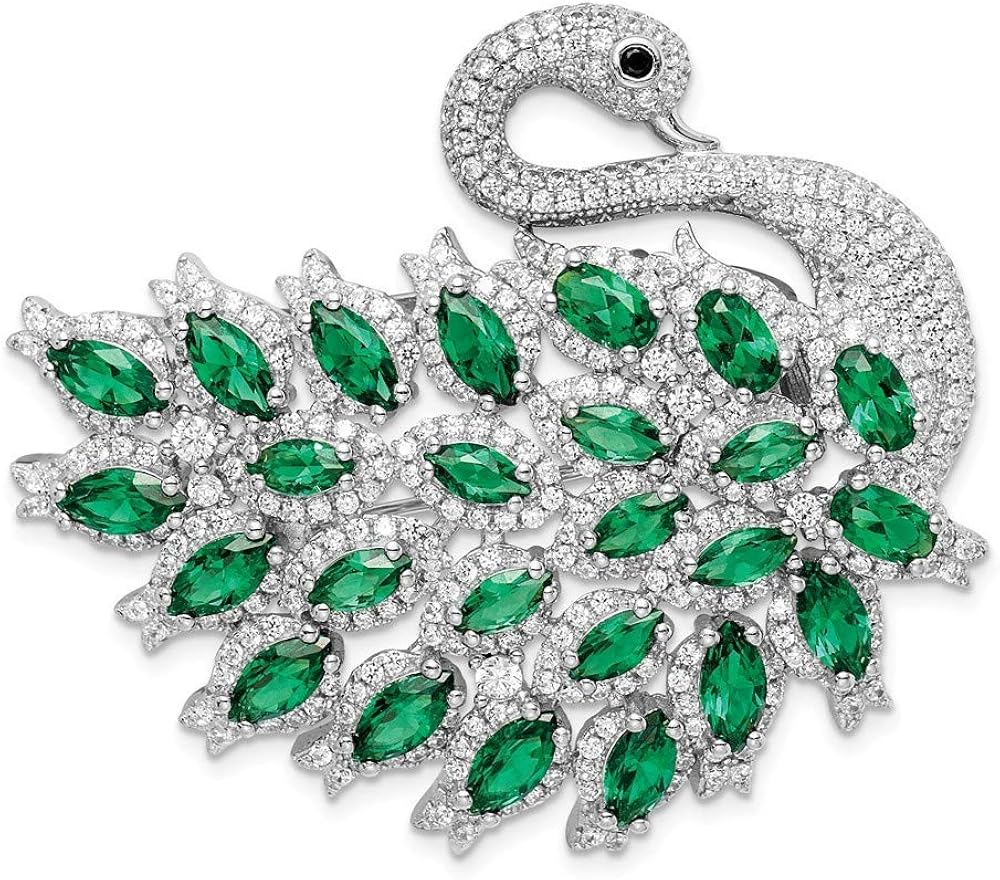 37.5mm 925 Sterling Silver Rhodium-plate Cubic Zirconia ...