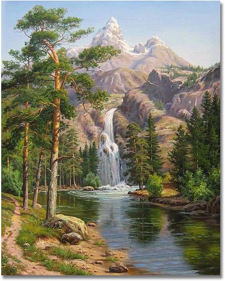 LIUDAO DIY Oil Painting, Paint by Numbers Kits on Canvas, 16x20 Inch Without Frame (Stone Pines Landscape)