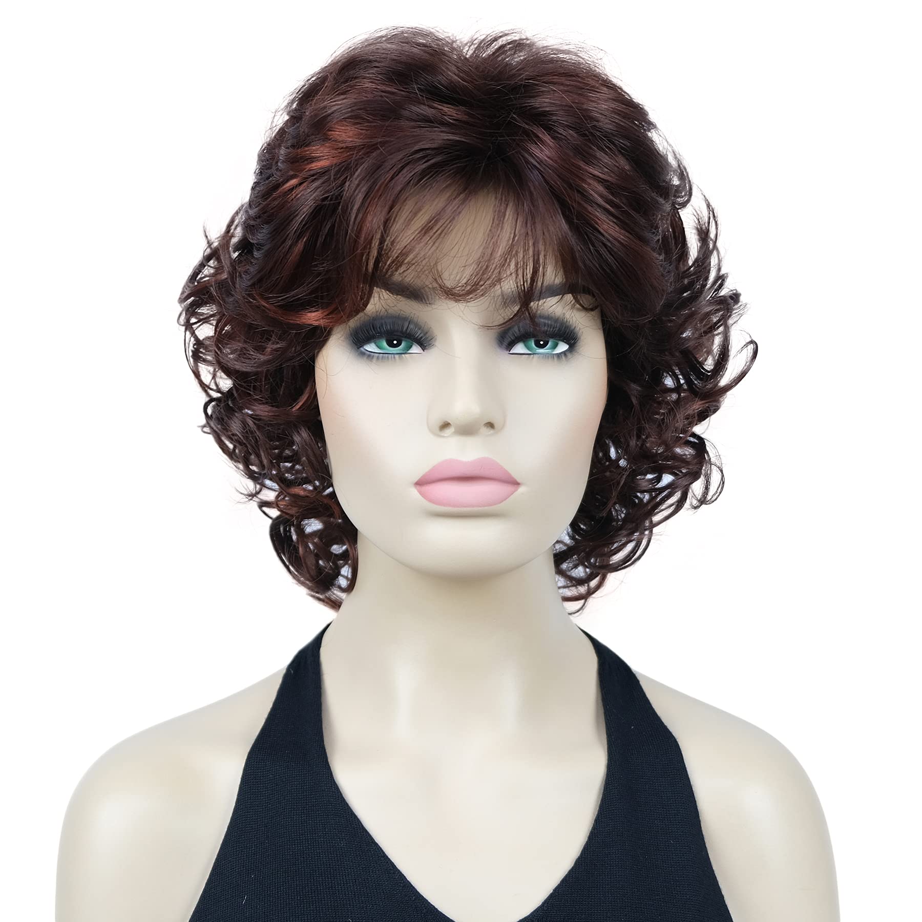 Lydell 12" Short Curly Wigs Soft Shaggy Layered Classic Cap Full Synthetic Wigs (33H350)