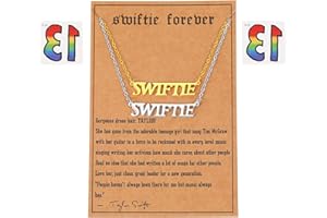 FOLOOTY 2PCS Taylor Necklace Pendant for Women Girls with Lucky 13 Hand Tattoos 18K Gold Plated Pendant (Gold, Silver)