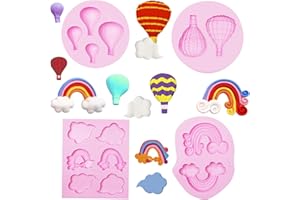 Muyulin Air Balloon Clay Mold, Hot Air Balloon Silicone Fondant Molds for Baby Shower Cake Decoration, Birthday Cupcake Toppers, Cloud Resin Mold Birthday Cupcake Topper Pastry, Polymer Clay