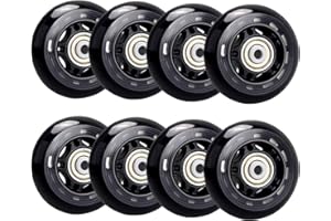 TOBWOLF 8 Pack 64mm 82A Indoor Inline Skate Replacement Wheels, Kids Indoor Skating Wheels with ABEC-7 Bearings, Luggage Whee