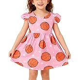 Toddler Girls Dress Cattle Cartoon Casual Print Dresses Flutter Sleeve Outfits 2-8Y
