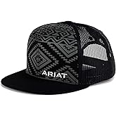 ARIAT Youth Flat Bill Cap with Aztec Pattern, Black