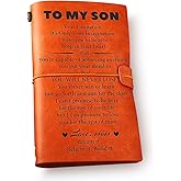 to My Son Leather Journal Notebook from Mom - Son Leather Travel Journal - Inspirational Embossed Writing Journal Son Gift for Birthday Graduation Christmas